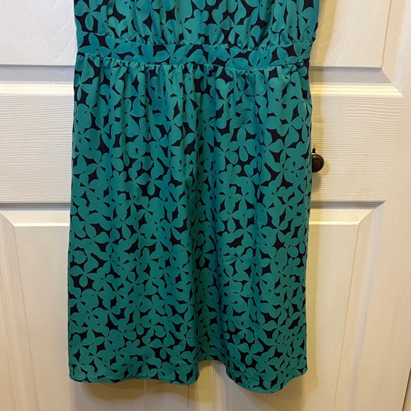 LOFT Teal & Black Sleeveless Midi Dress - Picture 5 of 9